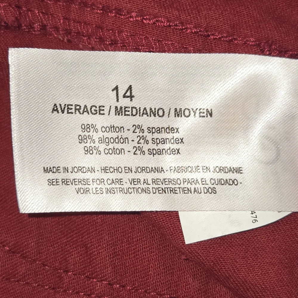 Bandolino Mandie Red Paisley‎ Corduroy High Rise Straight Leg Pants Plus Size 14